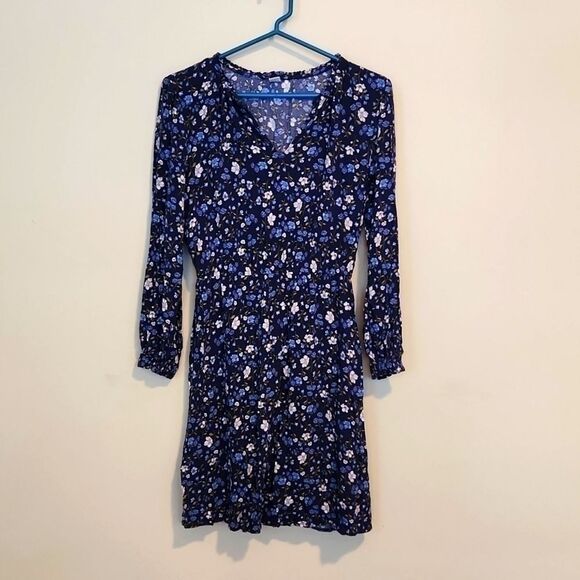 EUC Old Navy Blue Floral Shift Dress Size M - Picture 1 of 4